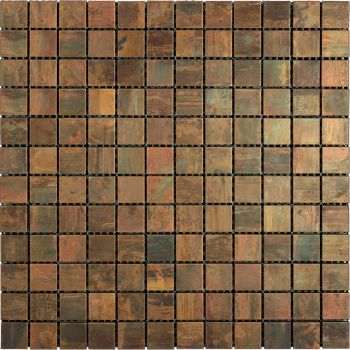 1x1 Copper Rim Metal Mesh Mounted Mosaic Tile | Wall | Floor | Bathroom | Shower | Kitchen