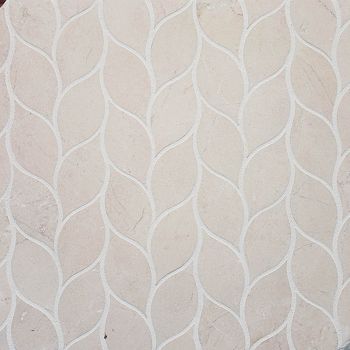 Crema Marfil Leaf Pattern Polished Marble Mosaic Tile