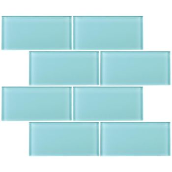 3 in. x 6 in. Ocean Blue Glossy Glass Subway Tile | Backsplash | Wall | Shower | Bathroom | Kitchen 