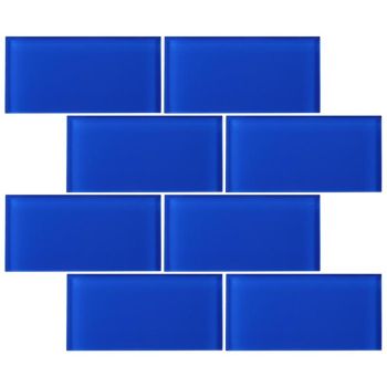 3 in. x 6 in. Electric Blue Glossy Glass Subway Tile | Backsplash | Wall | Shower | Bathroom | Kitchen 