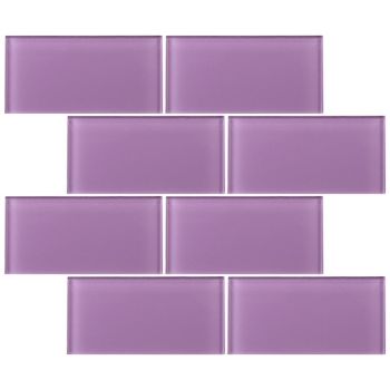 3 in. x 6 in. Purple Glossy Glass Subway Tile | Backsplash | Wall | Shower | Bathroom | Kitchen 