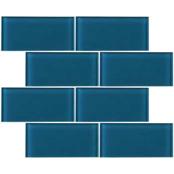 3 in. x 6 in. Turquoise Blue Glossy Glass Subway Tile | Backsplash | Wall | Shower | Bathroom | Kitchen 