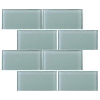 3 in. x 6 in. Light Grey Glossy Glass Subway Tile | Backsplash | Wall | Shower | Bathroom | Kitchen 