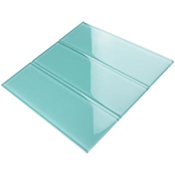 4 in. x 12 in. Ocean Blue Glossy Glass Subway Tile | Backsplash | Wall | Shower | Bathroom | Kitchen 