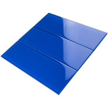 4 in. x 12 in. Electric Blue Glossy Glass Subway Tile | Backsplash | Wall | Shower | Bathroom | Kitchen 