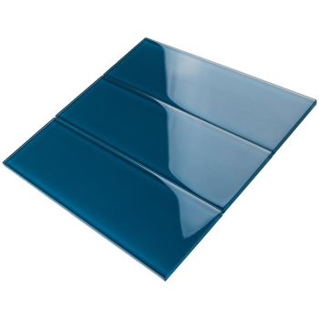4 in. x 12 in. Turquoise Blue Glossy Glass Subway Tile | Backsplash | Wall | Shower | Bathroom | Kitchen 