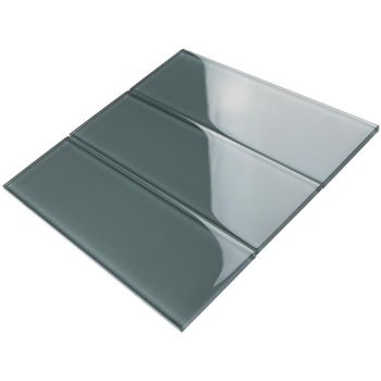 4 in. x 12 in. Grey Glossy Glass Subway Tile | Backsplash | Wall | Shower | Bathroom | Kitchen 