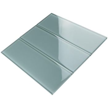4 in. x 12 in. Light Grey Glossy Glass Subway Tile | Backsplash | Wall | Shower | Bathroom | Kitchen 