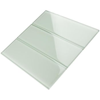 4 in. x 12 in. Soft White Glossy Glass Subway Tile | Backsplash | Wall | Shower | Bathroom | Kitchen 