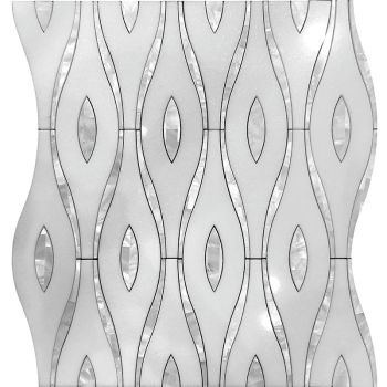Coastal Wave Paper White Marble Waterjet Mosaic Tile