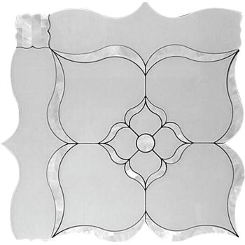 12" x 12" Coastal Flower Paper White Marble Waterjet Mosaic Tile