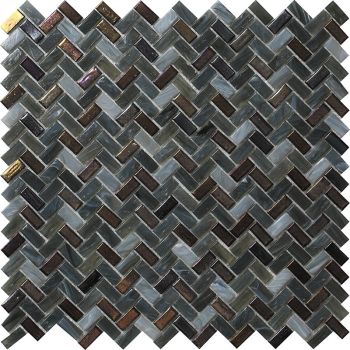 Espiga Dark Glossy Glass Mosaic Tile