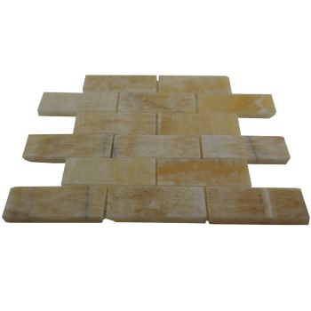 2" x 4" Honey Onyx Mesh Mounted Mosaic Tile | Backsplash | Kitchen | Bathroom | Shower | Wall