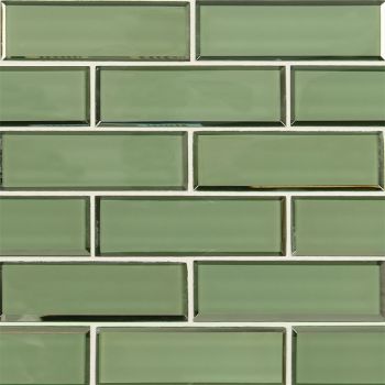 Evergreen Beveled 2 in. x 6 in. Textured Subway Glass Tile | Wall | Backsplash | Bathroom | Kitchen | Shower | Fireplace | Countertop