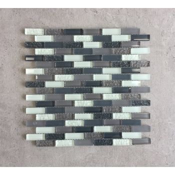 5/8 in. x 1 7/8 in. Brick Pattern Mix Finish Glass Mosaic Tile  | Wall | Bathroom | Shower | Kithcen | Backsplash