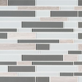 Gray Cliff Interlocking Glass Stone Blend Mosaic Tile