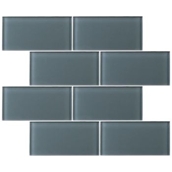 3 in. x 6 in. Grey Glossy Glass Subway Tile | Backsplash | Wall | Shower | Bathroom | Kitchen 