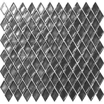 Diamond Pattern Grey Glossy Glass Mosaic Tile
