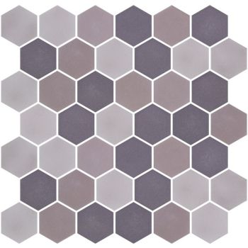 Stoneblend XL Mixed Grey Hexagon Glass Mosaic Tile