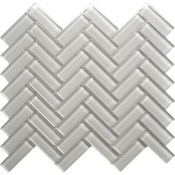 1 in. x 3 in. Sugar Cookie Herringbone Glass Mosaic Tile | Pool Rated | Wall | Floor | Kitchen | Shower
