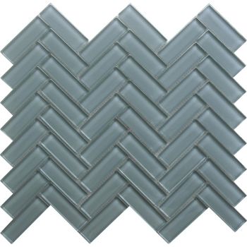 1 in. x 3 in. Pale Grey Herringbone Glass Mosaic Tile | Pool Rated | Wall | Floor | Kitchen | Shower