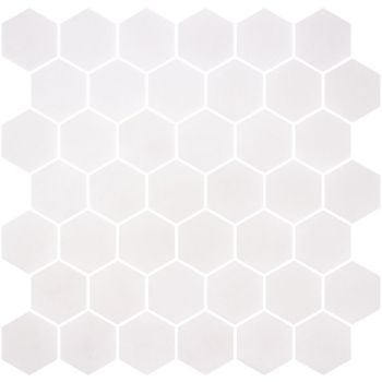 Stoneglass XL White Hexagon Glass Mosaic Tile