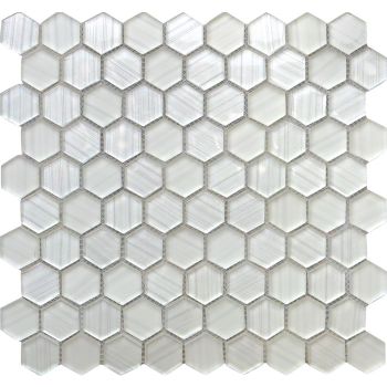 Nordic White Hexagon Pattern Glass Mosaic Tile