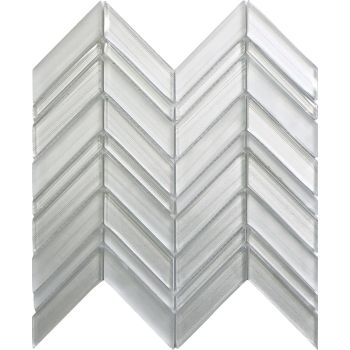 Nordic White Chevron Pattern Glass Mosaic Tile