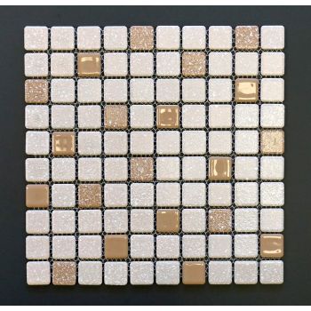 1" x 1" Gold Square Round Corner Glossy Porcelain Mosaic Tile