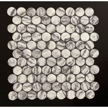 Penny Round Grey Micro Crystal Glass Mosaic Tile | Wall | Bathroom | Shower | Kitchen