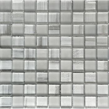 Mondrian Silver Square Mesh Mounted Glass Mosaic Tile