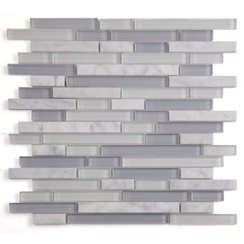 Linear Grey Label Shiny Glass Mosaic Tile | Kitchen | Bathroom | Shower | Wall | Floor | Backsplash