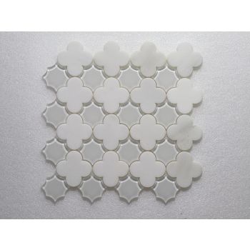 Water Jet Arabescato Marble and Glass Mosaic Tile