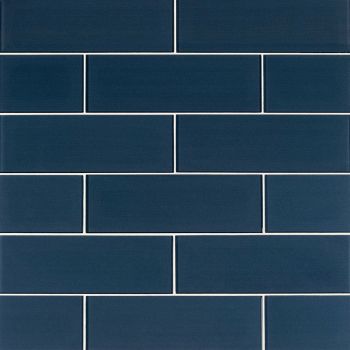 Midnight 4 in. x 12 in. Subway Blue Glass Tile | Wall | Backsplash | Bathroom | Garage | Kitchen | Shower | Fireplace | Countertop