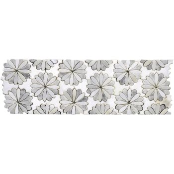 4x12 Subway White and Grey Stone Waterjet Mosaic Tile