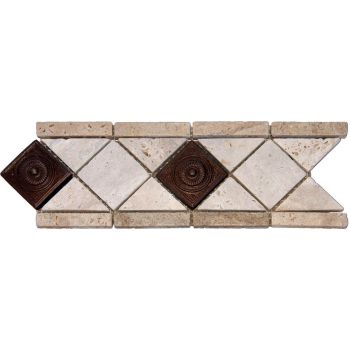 Noche Chiaro Copper Scudo Tumbled Travertine Metal Molding