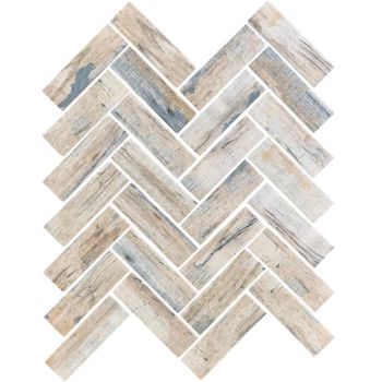 Surfside Herringbone Beige Recycled Glass Mosaic Tile