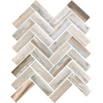 Sankaty Herringbone Beige-Grey Recycled Glass Mosaic Tile