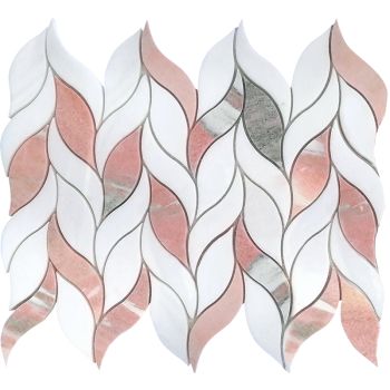 Lofoten Thassos White & Norway Rose Leaf Marble Mosaic Tile | Wall | Floor | Kitchen | Shower