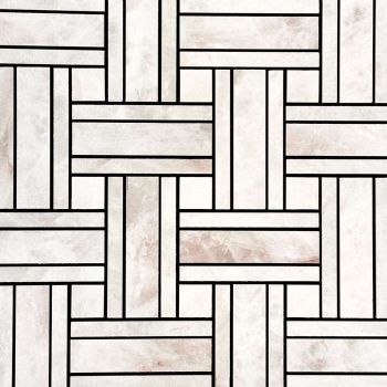 Palazzo Basketweave Crystal White Mixed Finish Porcelain Mosaic Tile | Wall | Backsplash | Bathroom | Kitchen | Shower |
