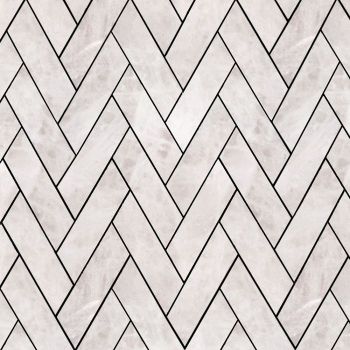 Palazzo Chevron Crystal White Polished Porcelain Mosaic Tile | Wall | Backsplash | Bathroom | Kitchen | Shower |