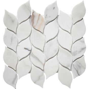 Calacatta Oro Leaf Pattern Honed Marble Mosaic Tile