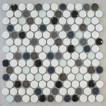1" Penny Round Multi Color Glossy Glass Mosaic Tile