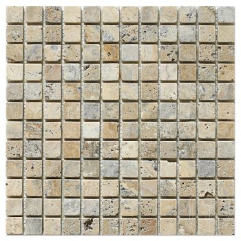 1x1 Philadelphia Scabos Tumbled Travertine Mesh Mounted Mosaic Tile