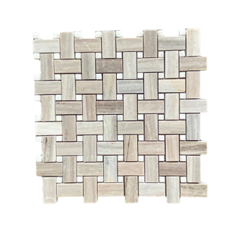 1" x 2" Palissandro With White Dot Basketweave Polished Marble Mosaic Tile | Floor | Wall | Accent | Backsplash | Shower
