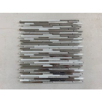 Random Pin Strip Pattern Glossy Glass Mosaic Tile  | Wall | Bathroom | Shower | Kithcen | Backsplash