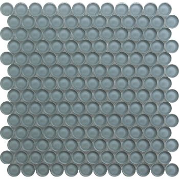 1 in. x 1 in. Pale Grey Penny Round Glass Mosaic Tile | Pool Rated | Wall | Floor | Kitchen | Shower