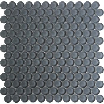 1 in. x 1 in. Cobblestone Grey Penny Round Glass Mosaic Tile | Pool Rated | Wall | Floor | Kitchen | Shower
