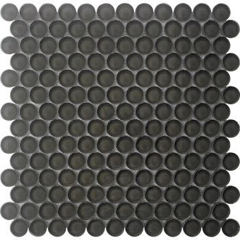 1 in. x 1 in. Pewter Grey Penny Round Glass Mosaic Tile | Pool Rated | Wall | Floor | Kitchen | Shower