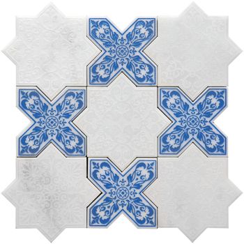 Pantheon White and Blue Stone Mosaic Tile